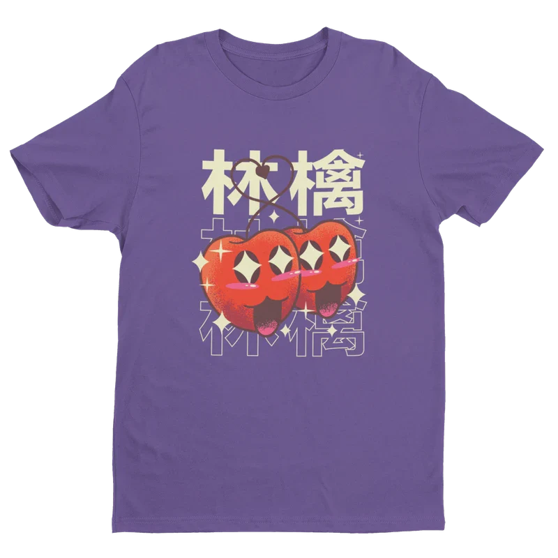 playera color morado jaspe con diseno retro kawaii estilo 90s marca pixsound SKU-ASM809038