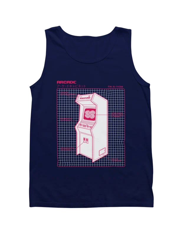 tanktop algodón suave color azul cielo con diseno retro de los noventas marca pixsound SKU-RT00001