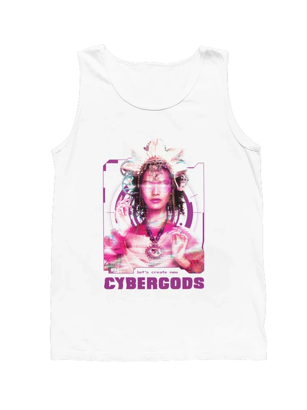 tank top color blanco con diseno 2YK retro cyber gods marca pixsound SKU-TK000001