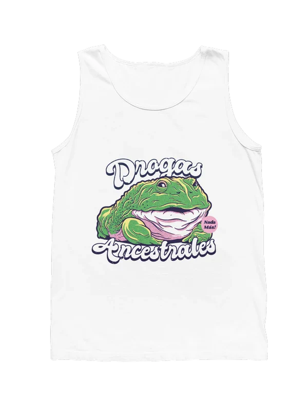 tanktop color blanco con diseno de rana hippie psicodelia psychedellia marca pixsound sku-TK000005