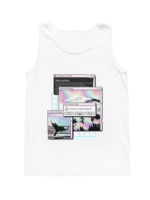 tanktop color blanco con diseno retro 90s 2yk geek marca pixsound sku TK000004