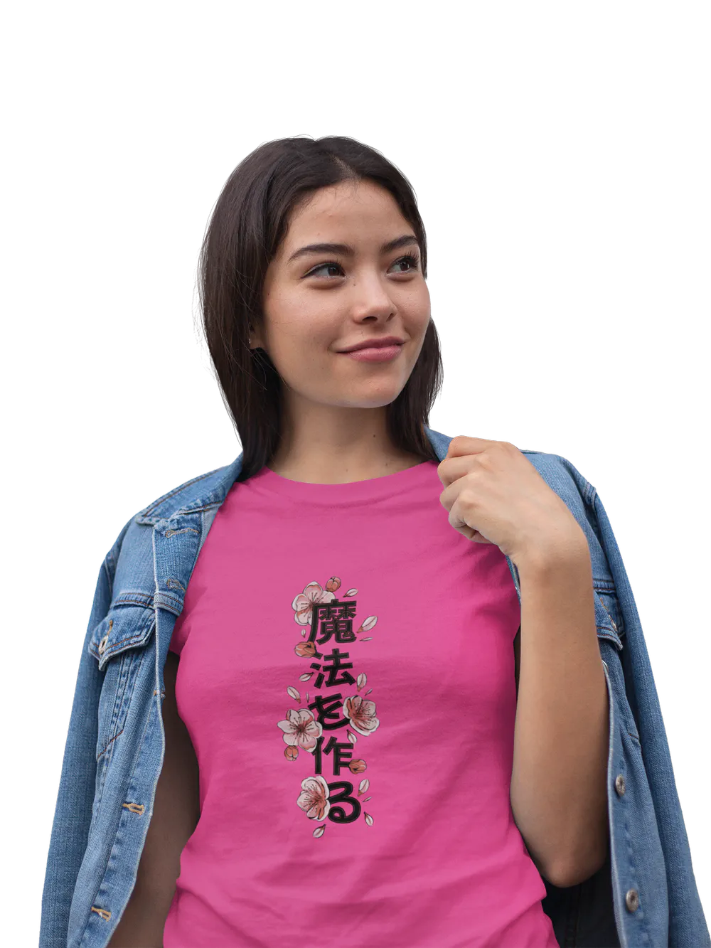 mujer-posando-con-playera-color-rosa-con-diseno-japones-SKU-ASW809003