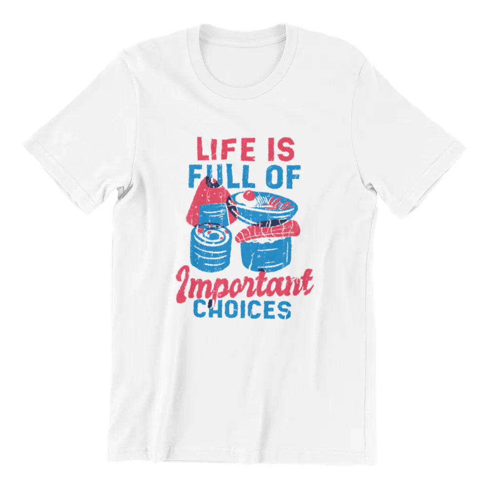 Playera de algodon color blanco con diseño japones con frase para amantes del sushi